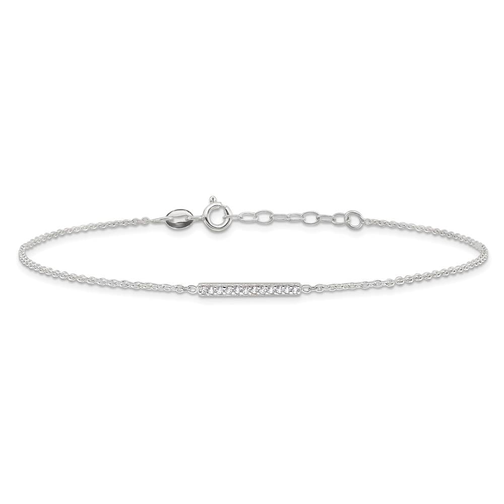 Sterling Silver CZ Bar Anklet