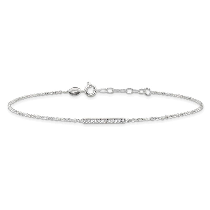 Sterling Silver CZ Bar Anklet