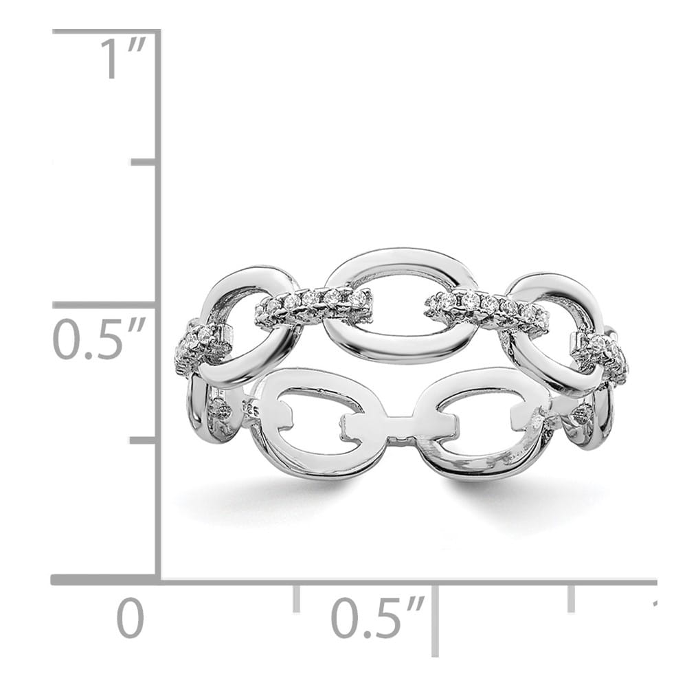 Sterling Silver CZ Bars & Oval Links Band