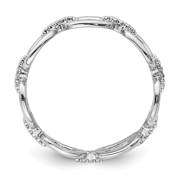 Sterling Silver CZ Bars & Oval Links Band