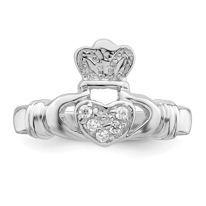 Sterling Silver CZ Claddagh Ring Ladies Stock Size 7 Ring Are Refundable