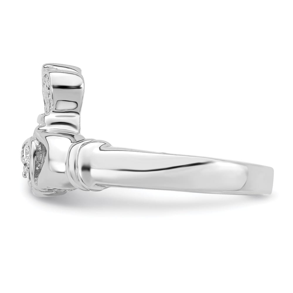 Sterling Silver CZ Claddagh Ring Ladies Stock Size 7 Ring Are Refundable