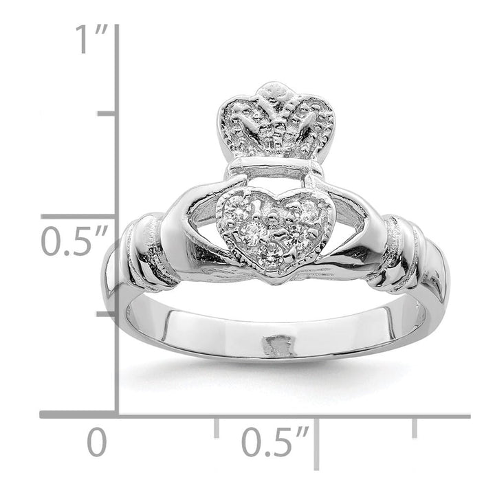 Sterling Silver CZ Claddagh Ring Ladies Stock Size 7 Ring Are Refundable