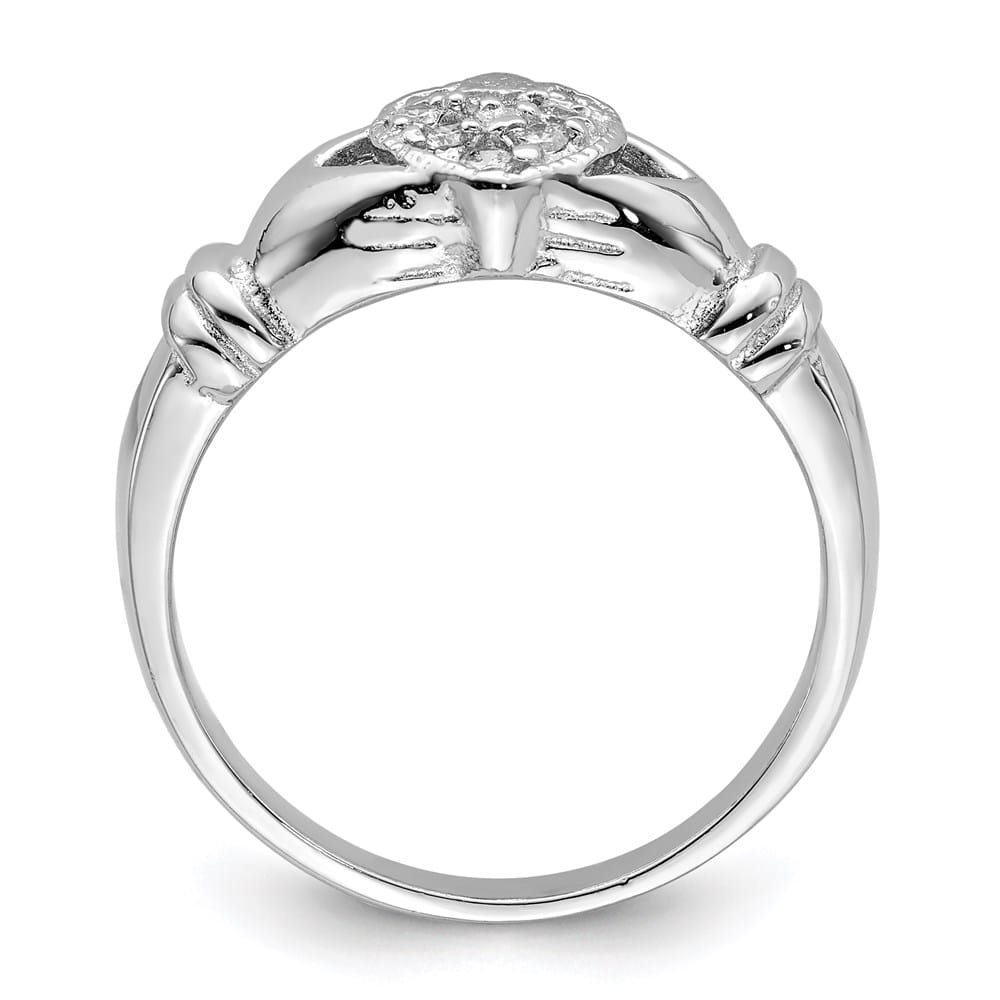 Sterling Silver CZ Claddagh Ring Ladies Stock Size 7 Ring Are Refundable