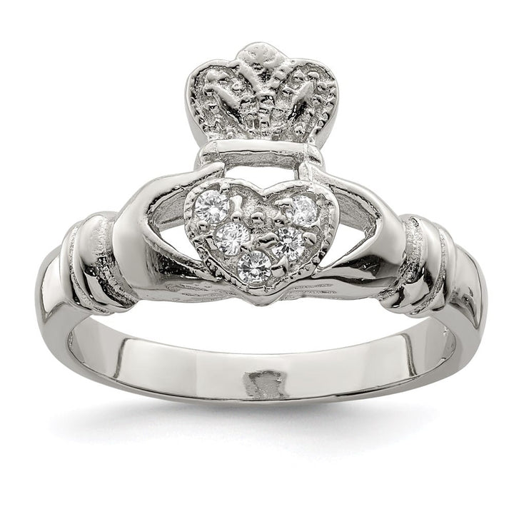 Sterling Silver CZ Claddagh Ring Ladies Stock Size 7 Ring Are Refundable