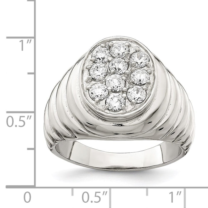 Sterling Silver CZ Cluster Men's Ring