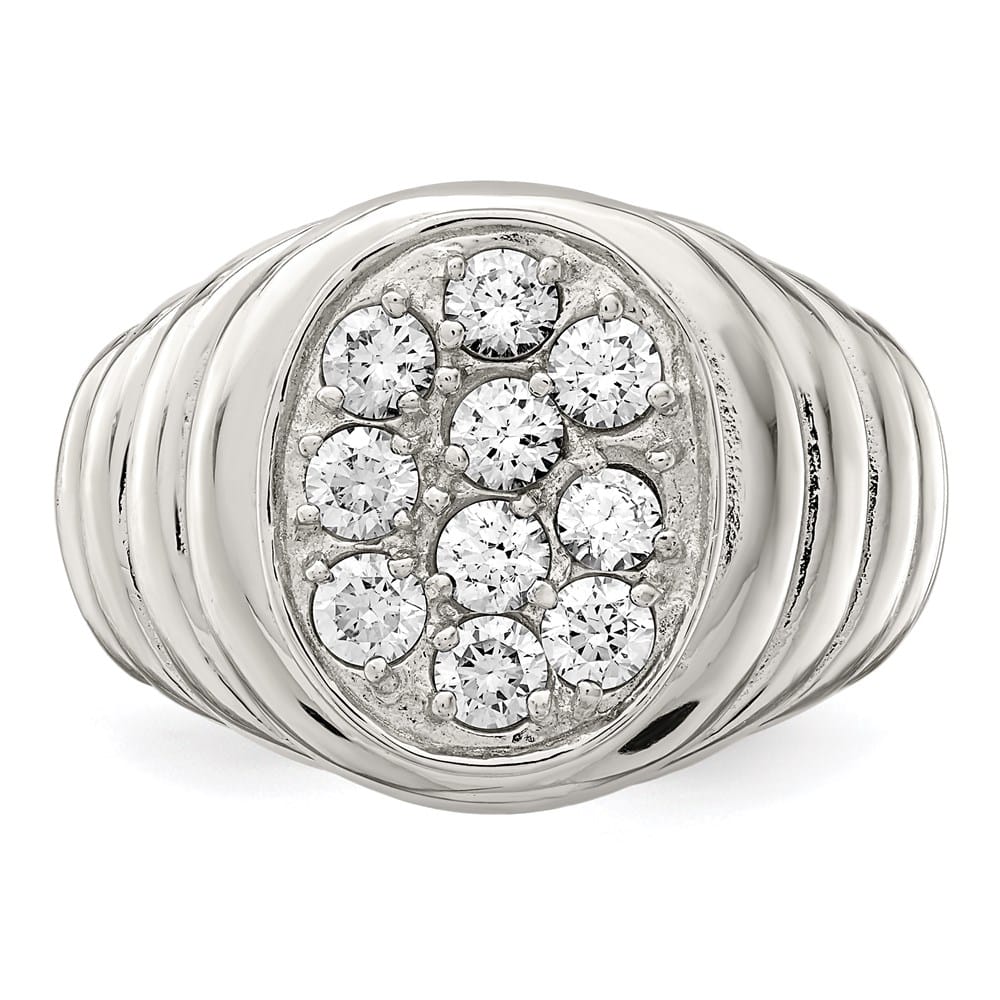Sterling Silver CZ Cluster Men's Ring