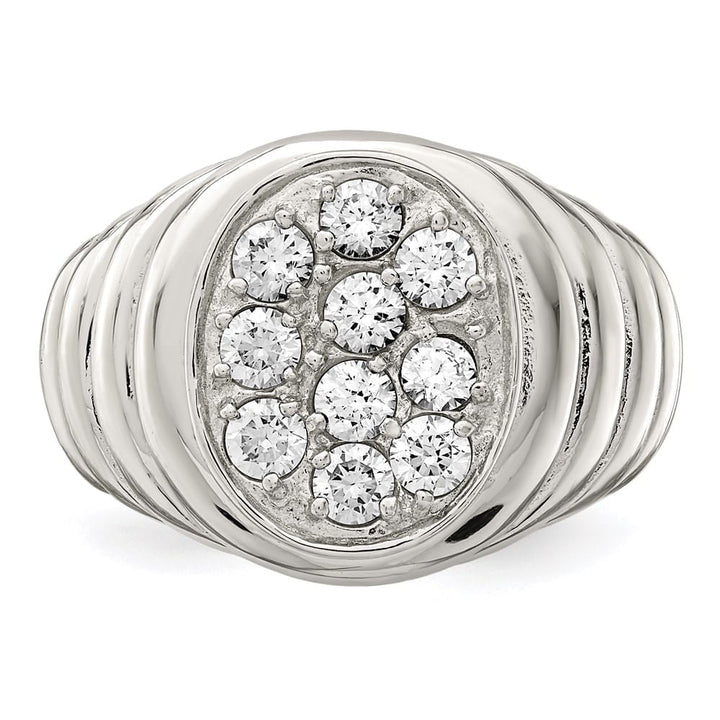 Sterling Silver CZ Cluster Men's Ring