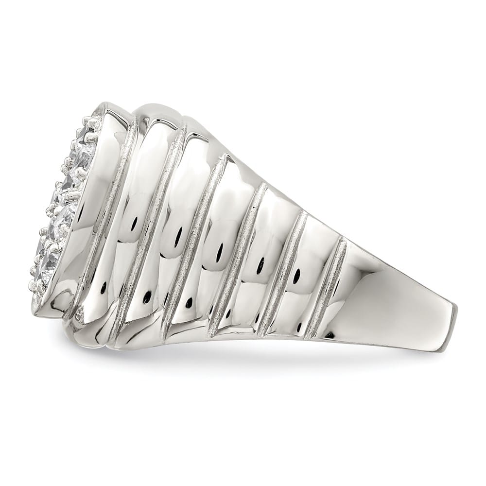 Sterling Silver CZ Cluster Men's Ring