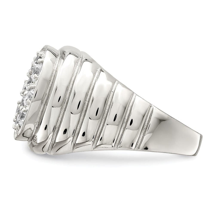 Sterling Silver CZ Cluster Men's Ring