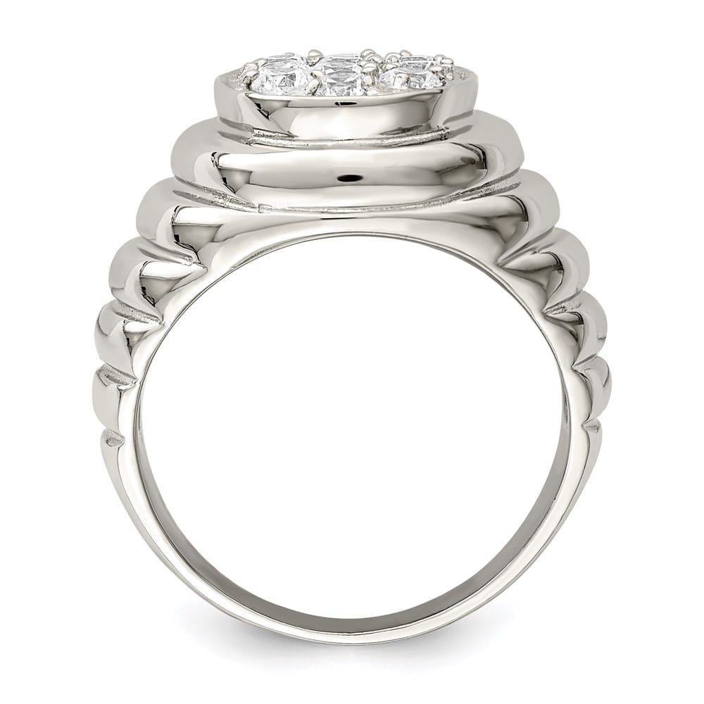 Sterling Silver CZ Cluster Men's Ring