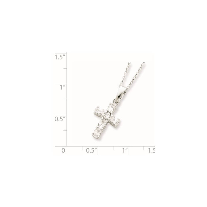 Sterling Silver CZ Cross on 16 Box Chain Necklace