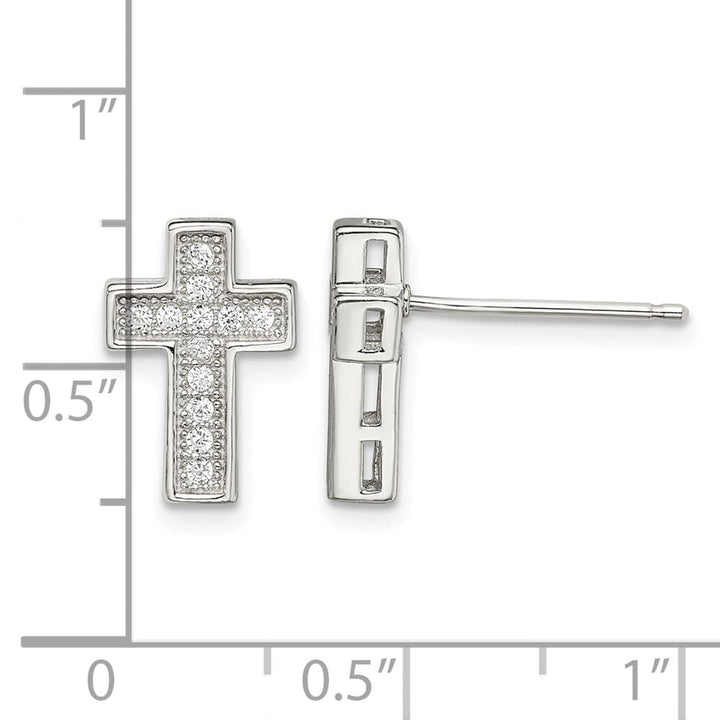Sterling Silver CZ Cross Post Earrings, view 4 of 4