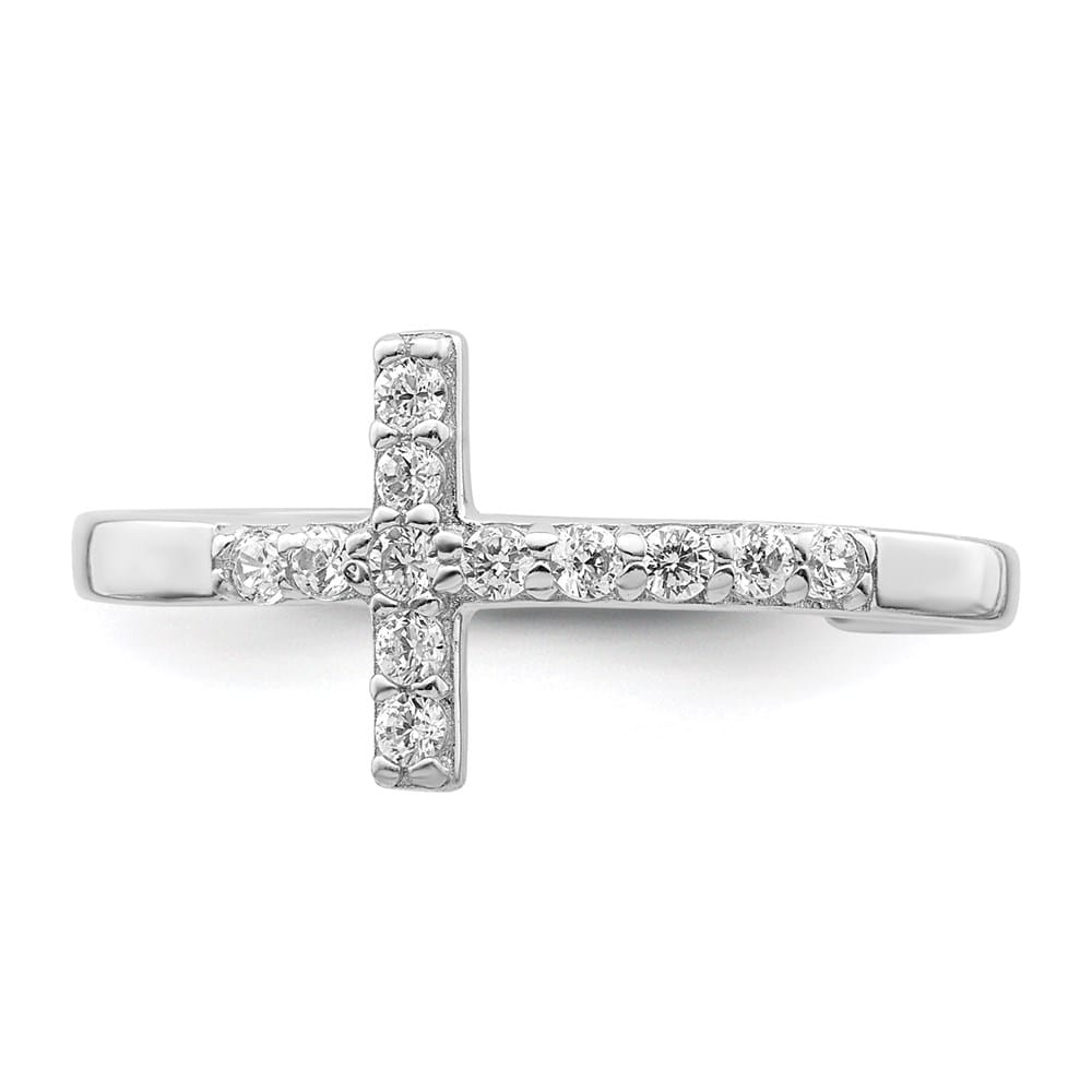 Sterling Silver CZ Cross Toe Ring