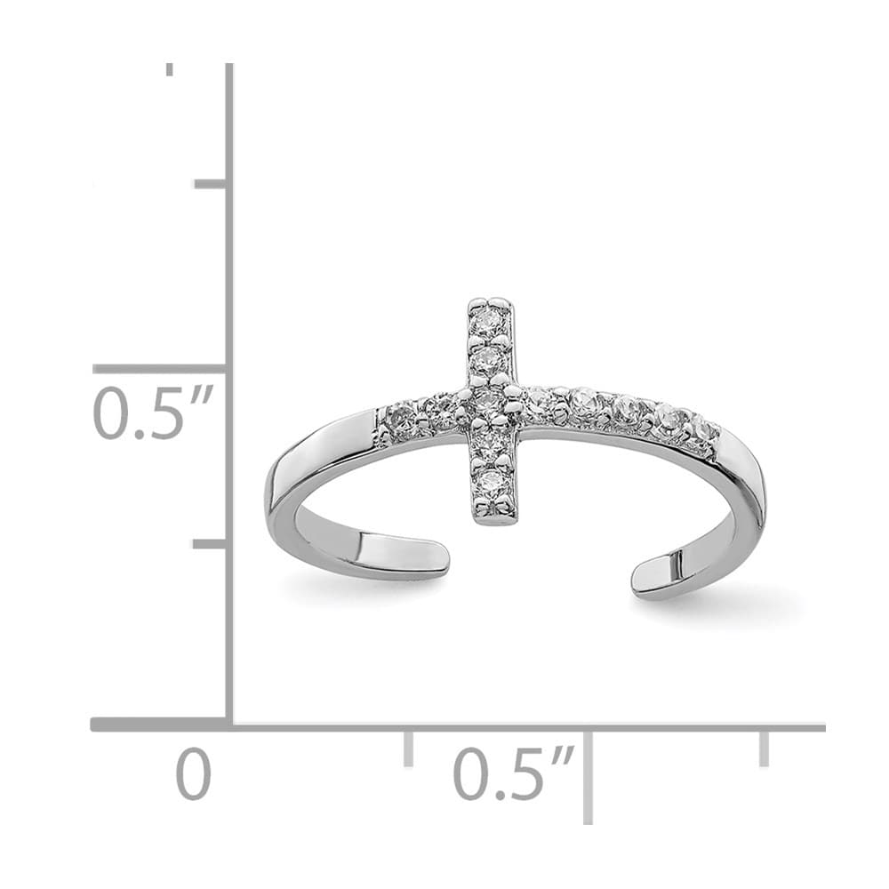 Sterling Silver CZ Cross Toe Ring
