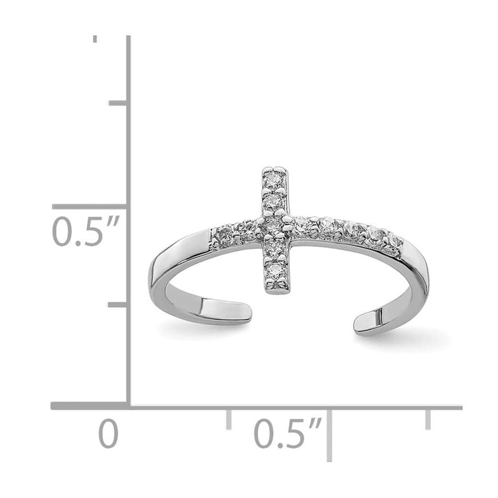 Sterling Silver CZ Cross Toe Ring