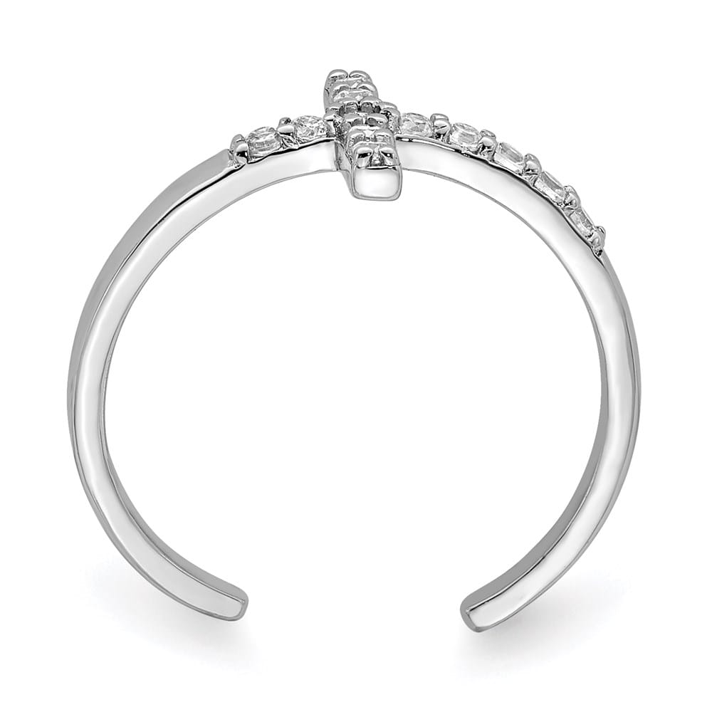 Sterling Silver CZ Cross Toe Ring