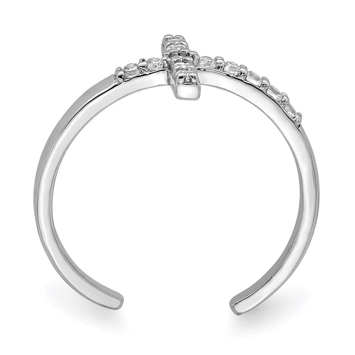 Sterling Silver CZ Cross Toe Ring