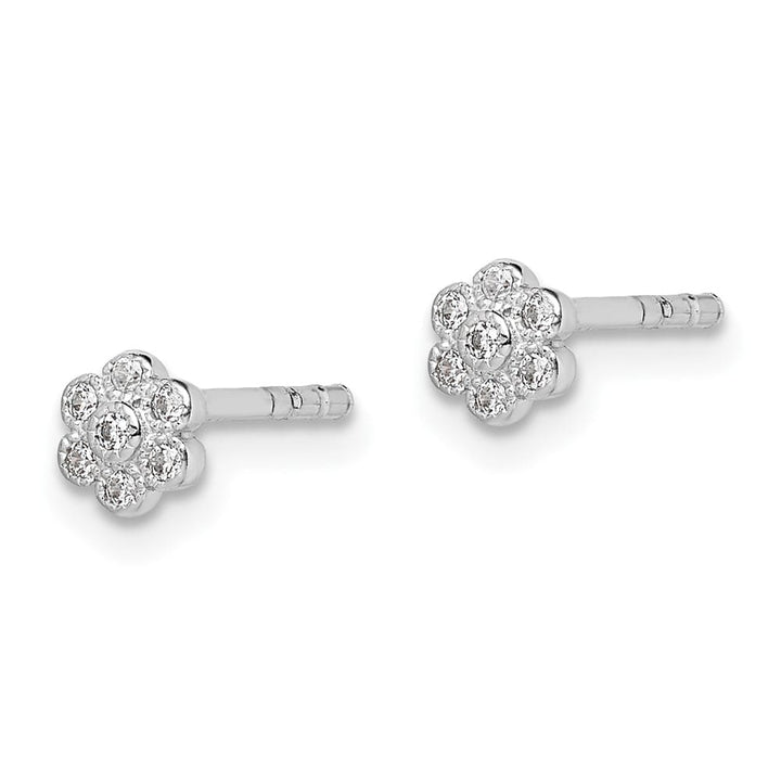 Sterling Silver CZ Flower Petite Post Earrings