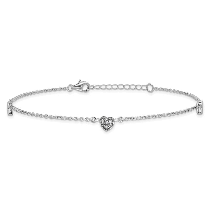 Sterling Silver CZ Heart Anklet