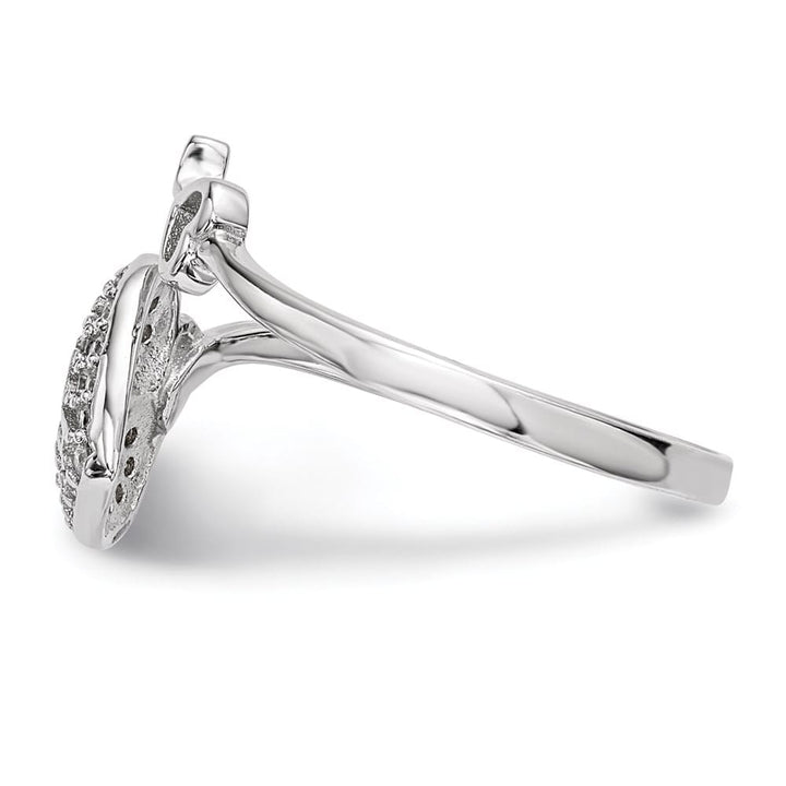 Sterling Silver CZ Heart Lock and Key Ring