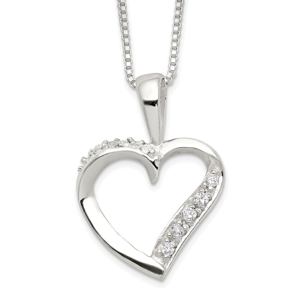 Sterling Silver CZ Heart Necklace