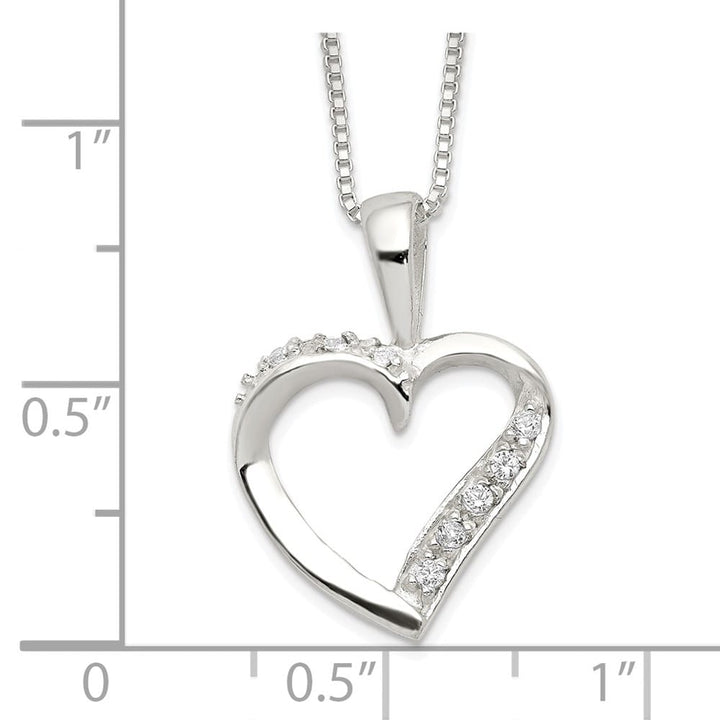 Sterling Silver CZ Heart Necklace