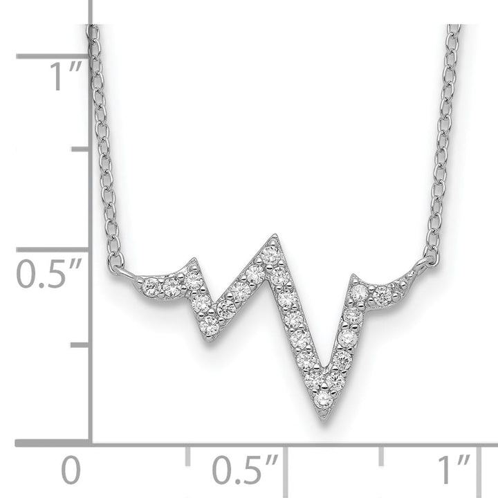 Sterling Silver CZ Heartbeat with 2 Inch Extension Necklace