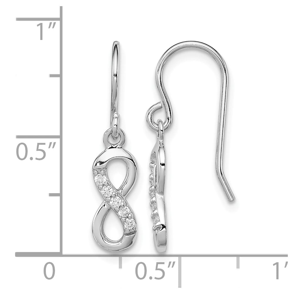 Sterling Silver CZ Infinity Shepherd Hook Earrings, view 4 of 4