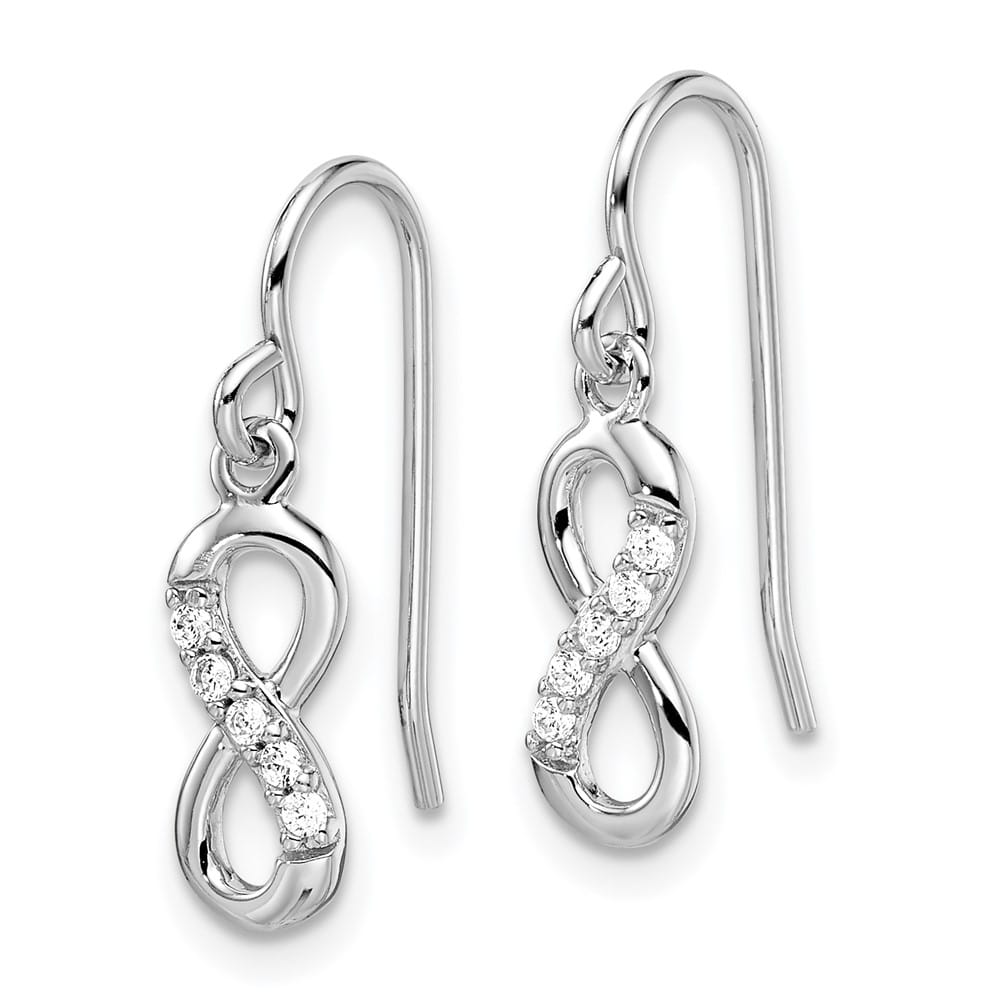 Sterling Silver CZ Infinity Shepherd Hook Earrings, view 2 of 4