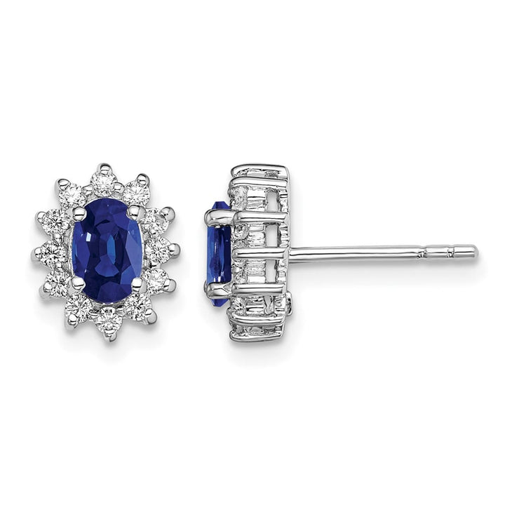 Sterling Silver CZ/Lab Cr. Blue Sapphire Earrings, view 1 of 4