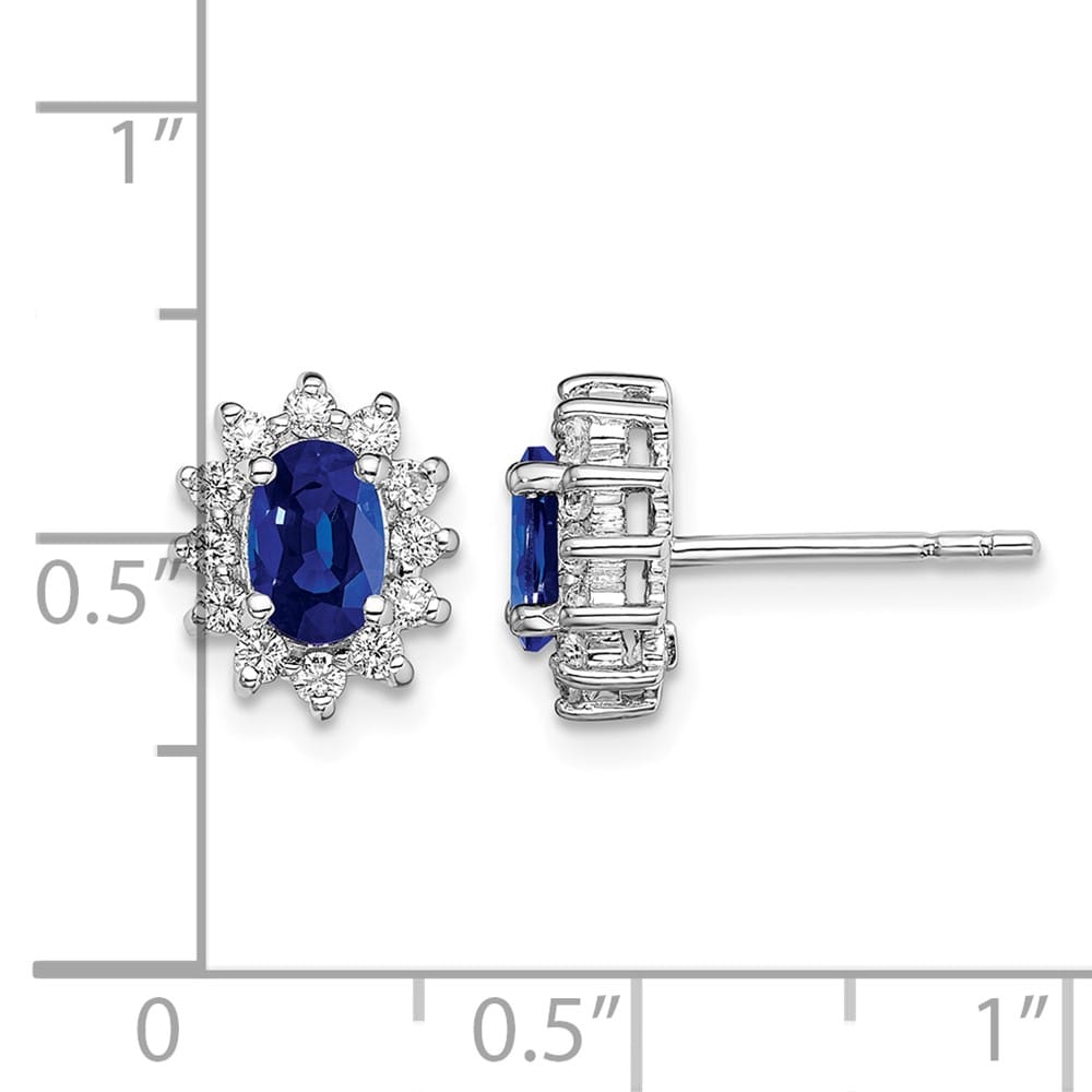 Sterling Silver CZ/Lab Cr. Blue Sapphire Earrings, view 4 of 4