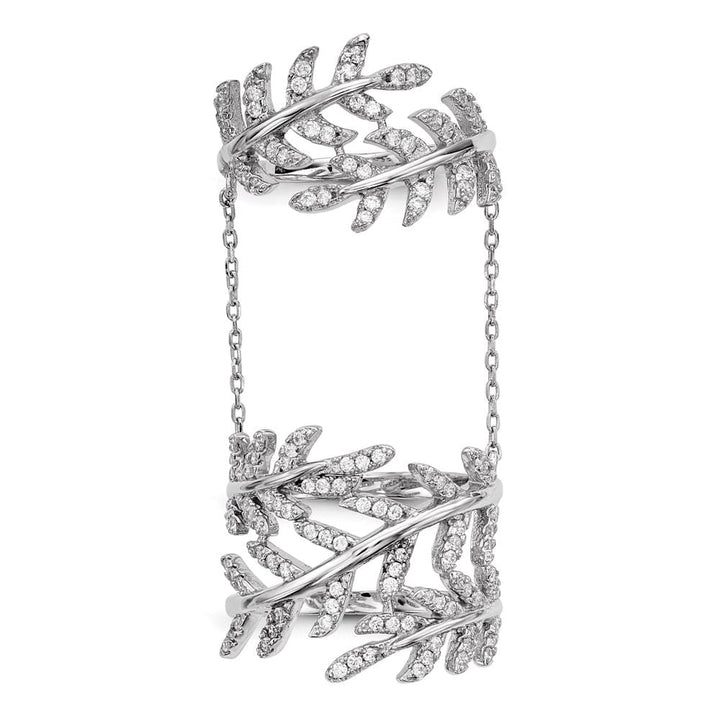 Sterling Silver CZ Leaf with Extender Ring