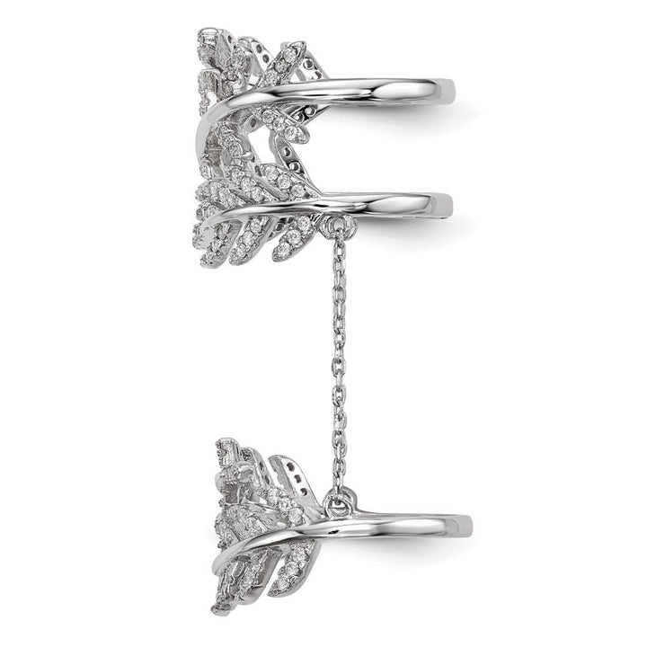 Sterling Silver CZ Leaf with Extender Ring