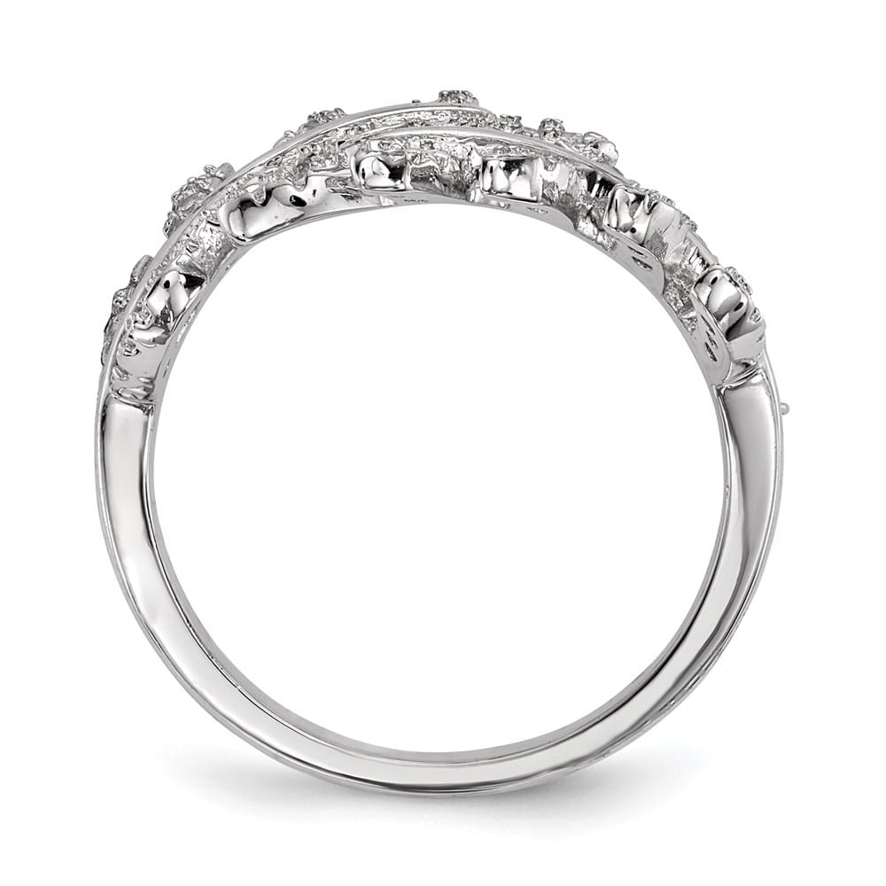 Sterling Silver CZ Leaf with Extender Ring