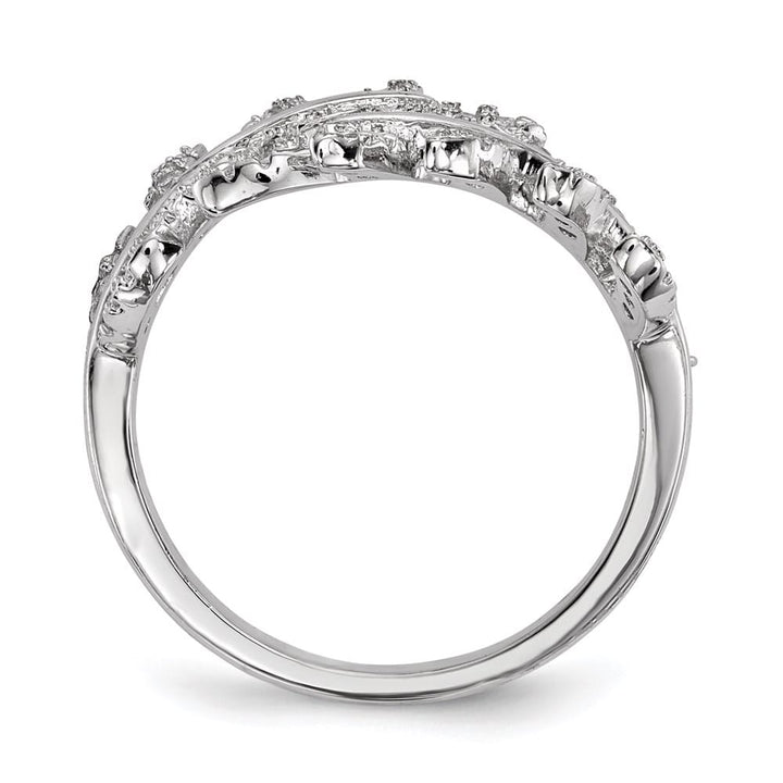 Sterling Silver CZ Leaf with Extender Ring