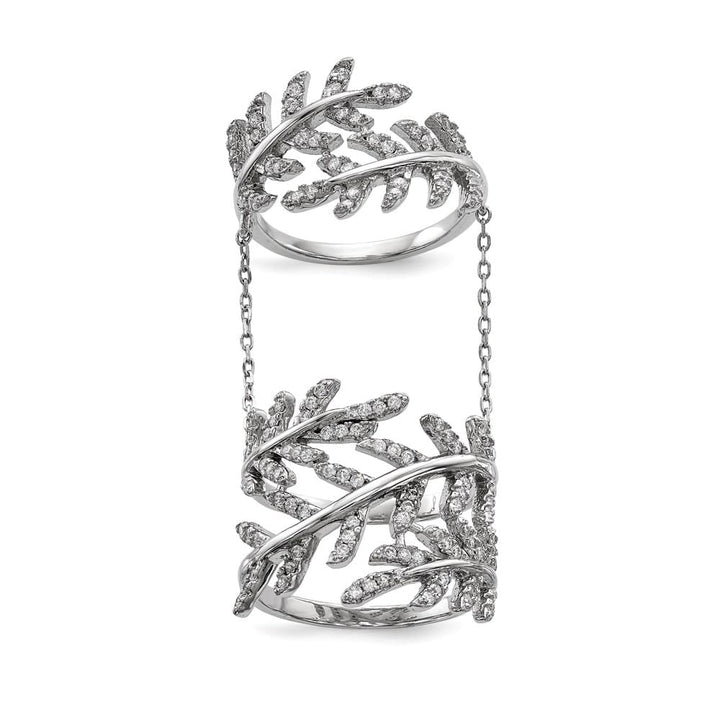 Sterling Silver CZ Leaf with Extender Ring