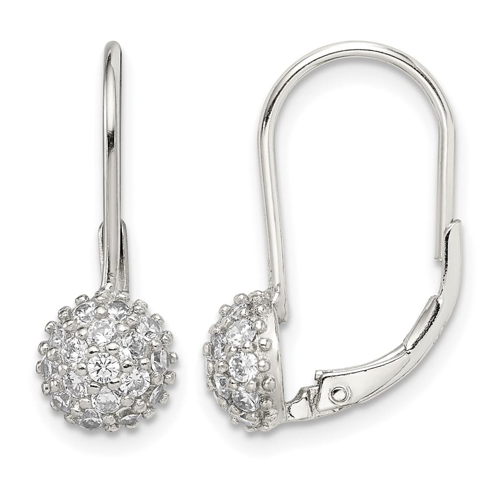 Sterling Silver CZ Leverback Earrings, view 1 of 4