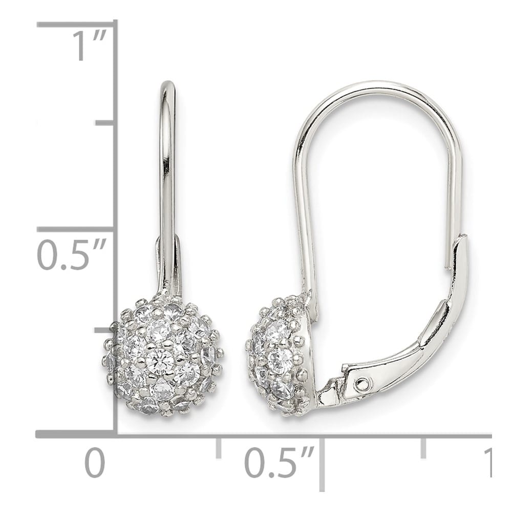 Sterling Silver CZ Leverback Earrings, view 4 of 4