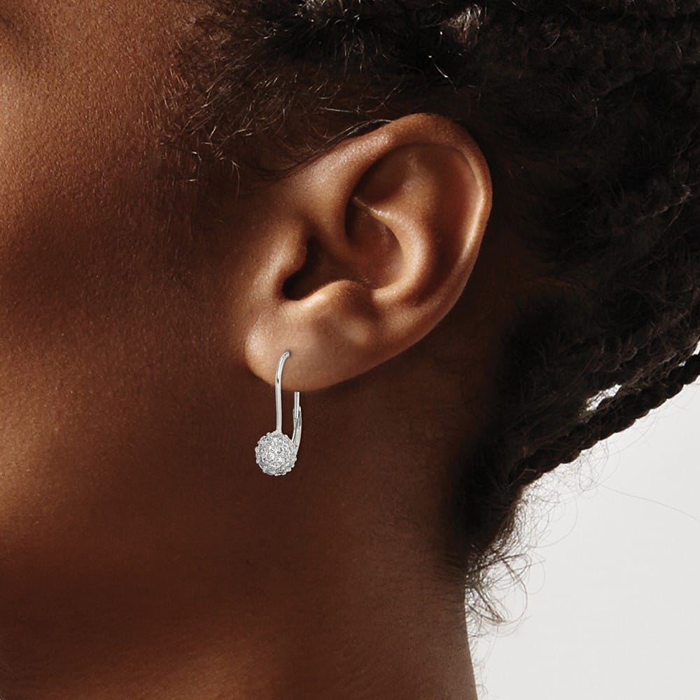 Sterling Silver CZ Leverback Earrings, view 3 of 4