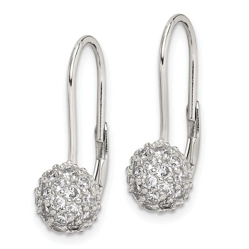 Sterling Silver CZ Leverback Earrings, view 2 of 4
