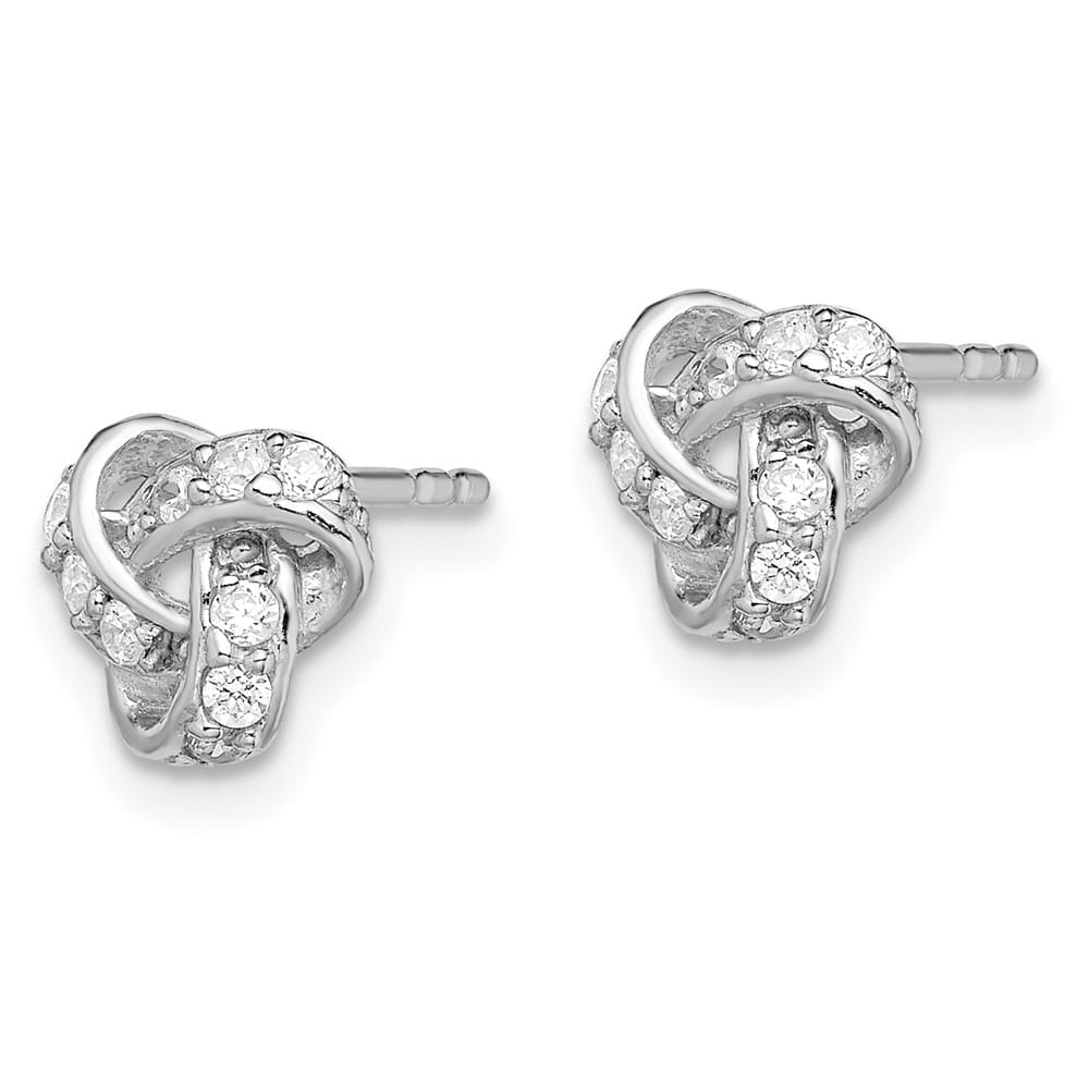 Sterling Silver CZ Love Knot Post Earrings