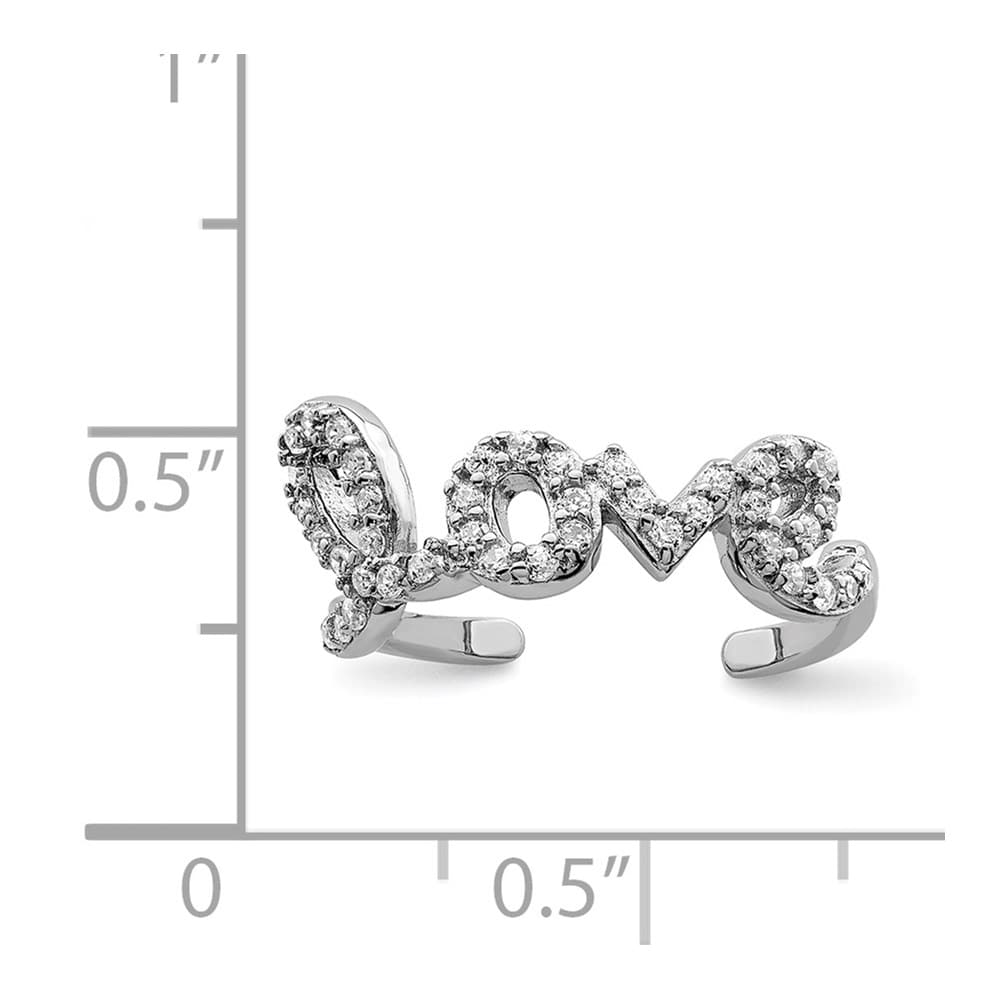 Sterling Silver CZ Love Toe Ring