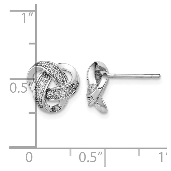 Sterling Silver CZ Micro Pave Love Knot Post Earrings