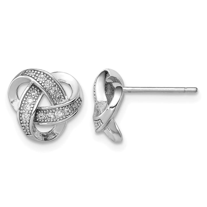 Sterling Silver CZ Micro Pave Love Knot Post Earrings