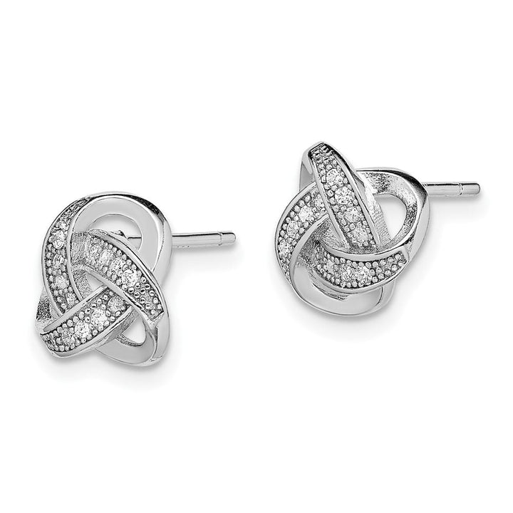 Sterling Silver CZ Micro Pave Love Knot Post Earrings