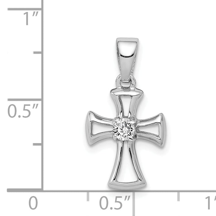 Sterling Silver CZ Open Cross Pendant