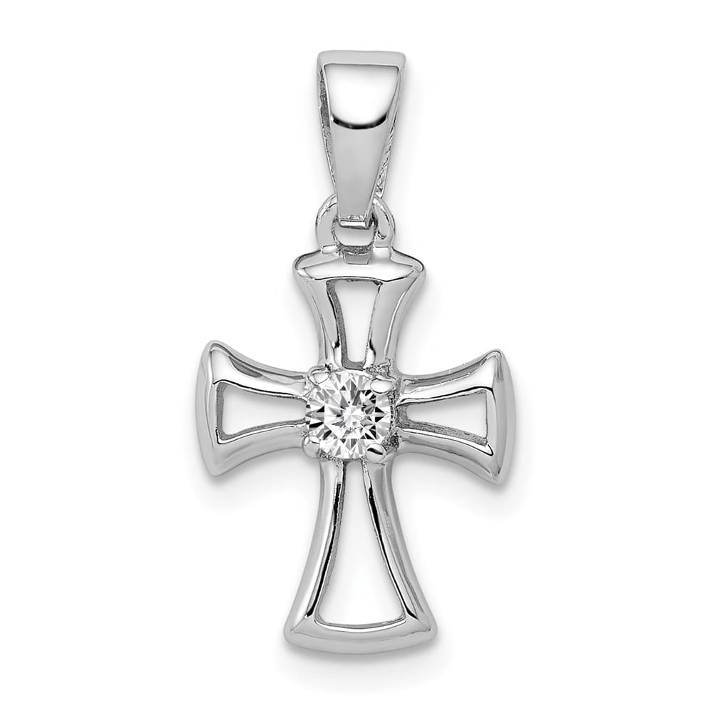 Sterling Silver CZ Open Cross Pendant