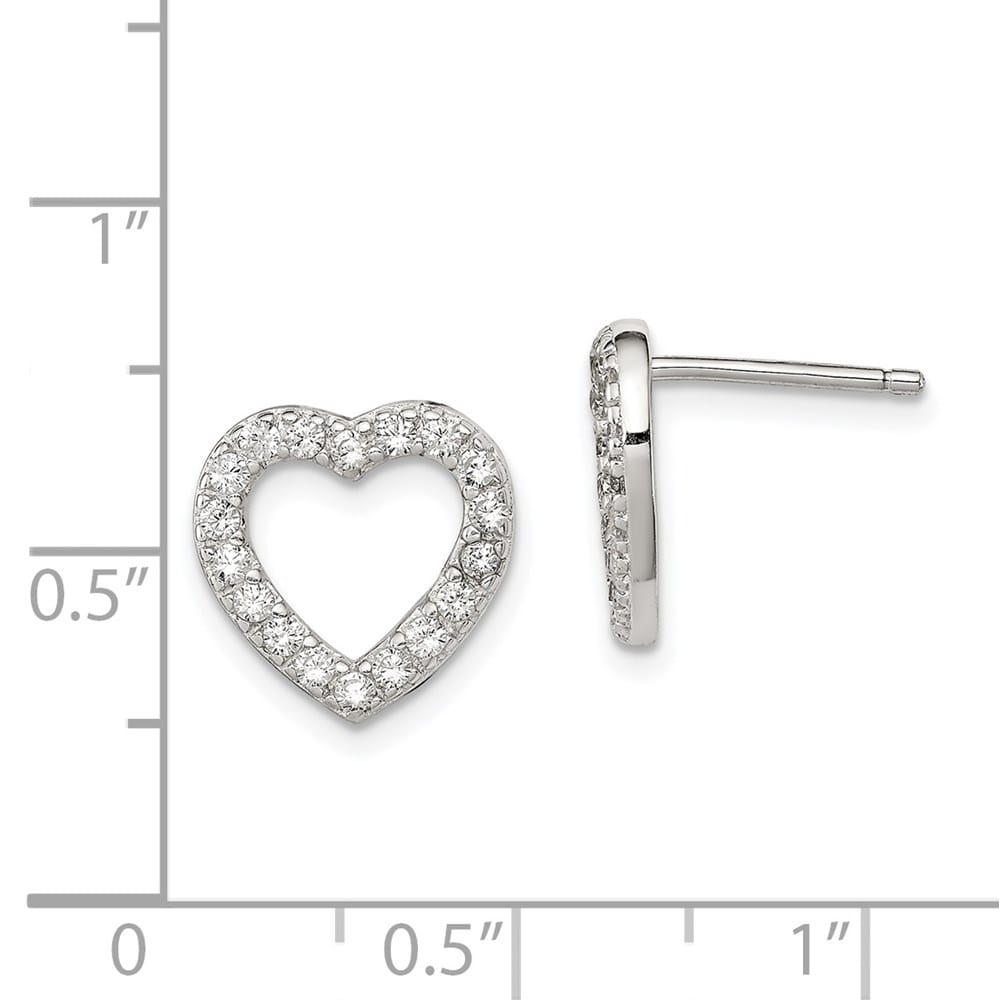 Sterling Silver CZ Open Heart Post Earrings