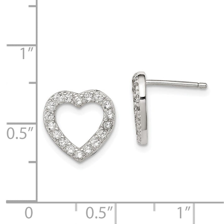 Sterling Silver CZ Open Heart Post Earrings